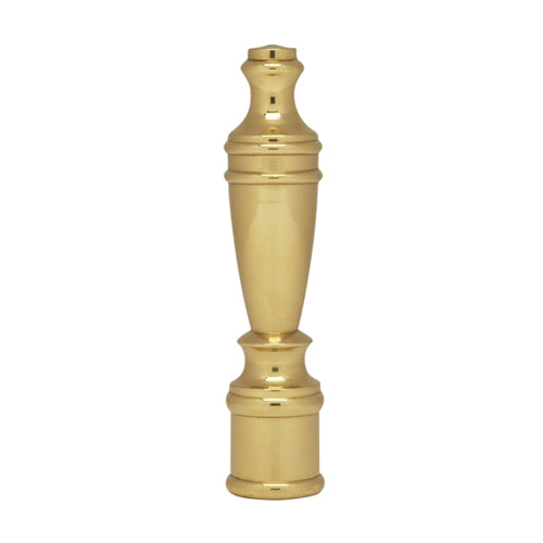 Satco 90-1731, Large Spindle Finial, 2-3/8" Height, 1/4-27 Thread, Polished Brass Finish