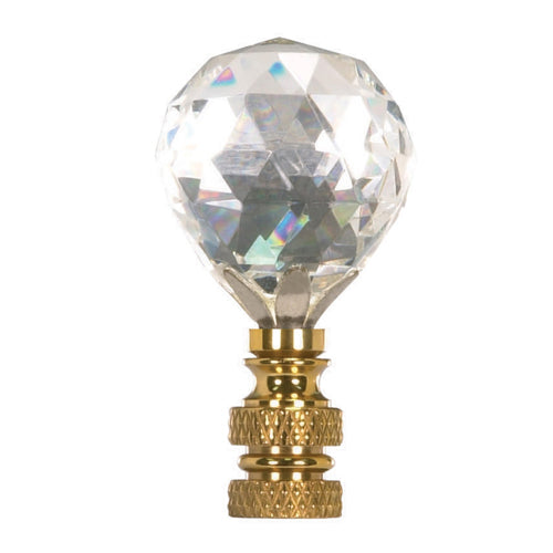 Satco 90-1736, Ball Cut Crystal Finial, 2-1/4" Height, 1/4-27 Thread, Prismatic / Bronze Finish