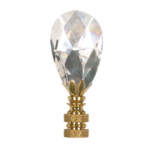 Satco 90-1737, Pendant Cut Crystal Finial, 2-3/4" Height, 1/4-27 Thread, Prismatic / Bronze Finish