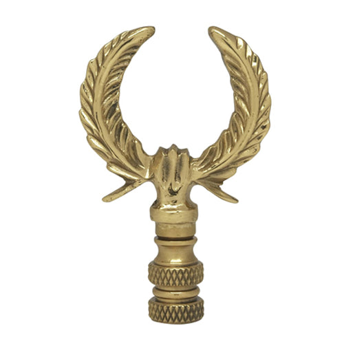 Satco 90-1745, U-Shaped Leaf Brass Finial, 2-3/4" Height, 1/4-27 Thread, Polished Brass Finish