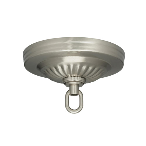 Satco 90-1846, Ribbed Canopy Kit, 5" Diameter, 1-1/16" Center Hole, 25lbs Max, Brushed Nickel Finish