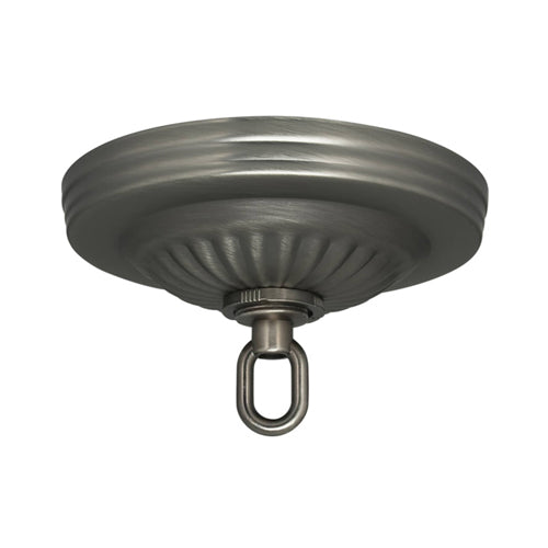 Satco 90-1847, Ribbed Canopy Kit, 5" Diameter, 1-1/16" Center Hole, 25lbs Max, Brushed Pewter Finish