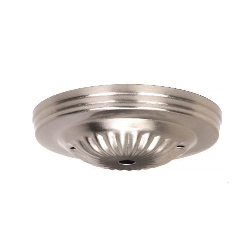 Satco 90-1879, Ribbed Canopy Only, 5" Diameter, 7/16" Center Hole, 2-8/32" Bar Hole, Brushed Nickel Finish