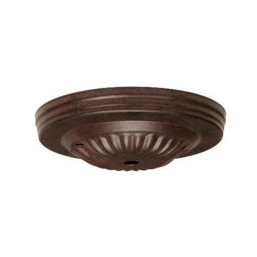Satco 90-1880, Ribbed Canopy Only, 5" Diameter, 7/16" Center Hole, 2-8/32" Bar Hole, Old Bronze Finish