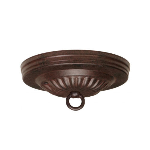 Satco 90-1883, Ribbed Canopy Kit, 5" Diameter, 7/16" Center Hole, 2-8/32 Bar Holes, 10lbs Max, Old Bronze Finish