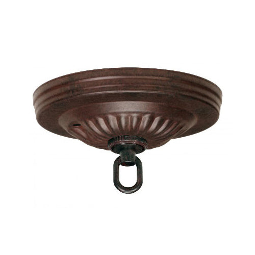 Satco 90-1884, Ribbed Canopy Kit, 5" Diameter, 1-1/16" Center Hole, 25lbs Max, Old Bronze Finish