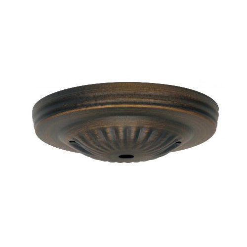 Satco 90-1886, Ribbed Canopy Only, 5" Diameter, 7/16" Center Hole, 2 -8/32 Bar Holes, Dark Antique Brass Finish