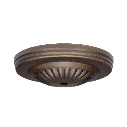 Satco 90-1887, Ribbed Canopy Kit And Matching Hardware, 5" Diameter, 7/16" Center Hole, 2-8/32 Bar Holes, Dark Antique Brass Finish