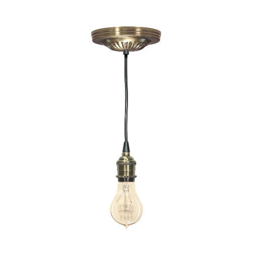 Satco 90-1890, Ribbed Canopy Kit And Matching Hardware, 5" Diameter, 7/16" Center Hole, 2-8/32 Bar Holes, Antique Brass Finish