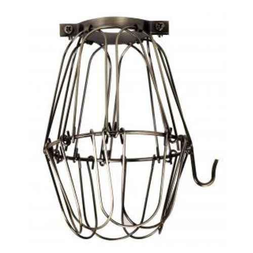 Satco 90-1919, Light Bulb Cage, 5-3/4" Height, 3.75'' Diameter, Dark Antique Brass Finish