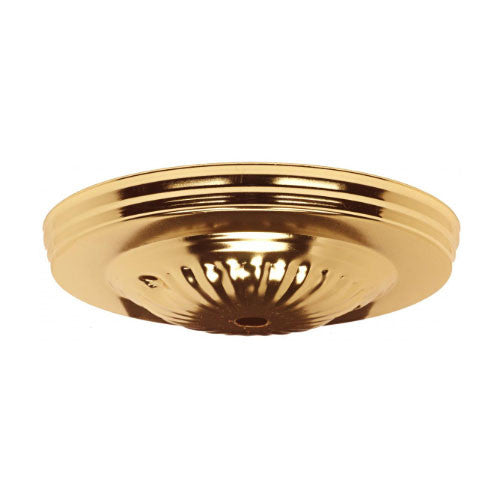 Satco 90-1927, Ribbed Canopy Kit And Matching Hardware, 5" Diameter, 7/16" Center Hole, 2-8/32 Bar Holes, Brass Finish