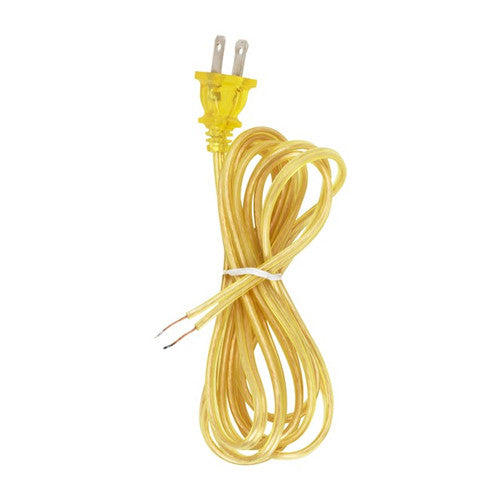 Satco 90-2038, 9 Foot 18/2 SPT-2-105°C All Cord Set, Molded Plug, Tinned Tips 3/4" Strip with 2" Slit, 36" Hank, Clear Gold Finish