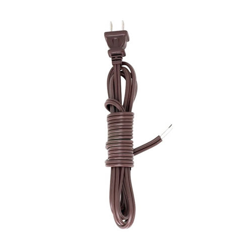 Satco 90-2046, 8 Foot 18/2 SPT-2-105°C Full Tinned Cord Set, Molded Plug, 3/4" Strip with 2" Slit, 36" Hank, Brown Finish