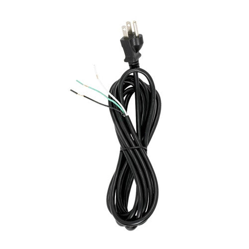 Satco 90-2086, 10 Foot 18/3 SVT 105°C Heavy Duty Cord Set, 3 Prong Molded Plug, Stripped And Slit, Black Finish