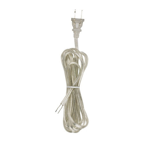 Satco 90-2101, 9 Foot 18/2 SPT-2-105°C All Cord Sets, Molded Plug, Tinned Tips 3/4" Strip with 2" Slit, 36" Hank, Clear Silver Finish