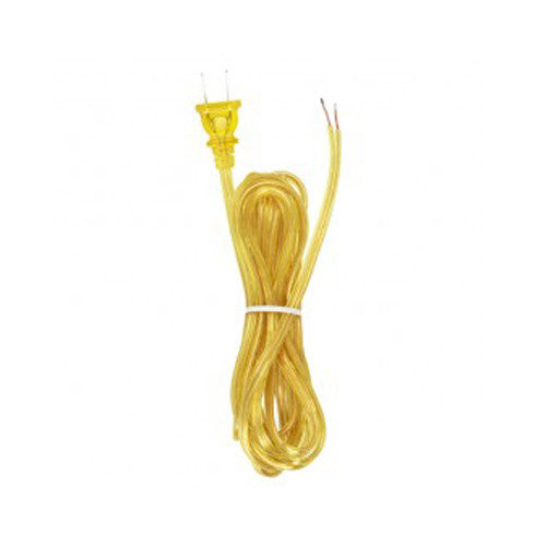 Satco 90-2183, 10 Foot 18/2 SPT-2-105°C All Cord Sets, Molded Plug, Tinned Tips 3/4" Strip with 2" Slit 36" Hank, Clear Gold Finish