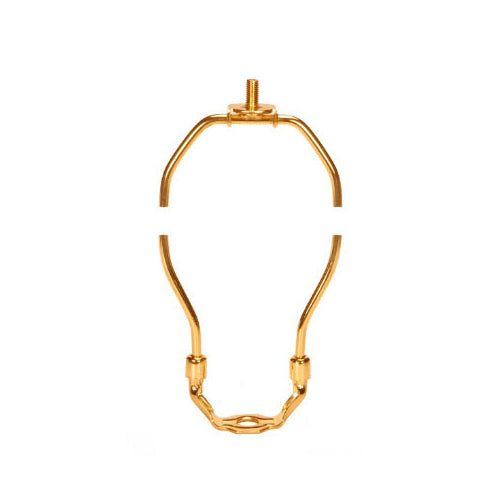 Satco 90-2204, Heavy Duty Harp, 6-1/2" Height, 1/8 IP Saddle, 1/4-27 Thread, Polished Brass Finish, 125 Packs