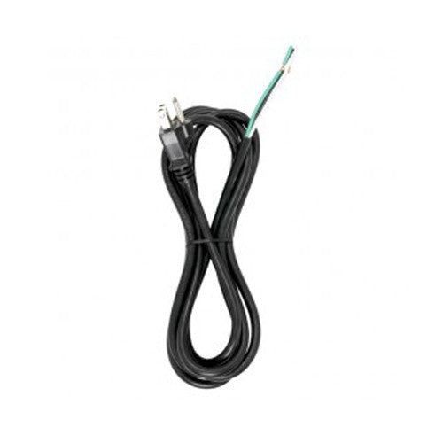 Satco 90-2209, 8 Foot 18/3 SJT 105°C Heavy Duty Cord Set, 1250 Watt, 3 Prong Molded Plug, Stripped And Slit, Black Finish