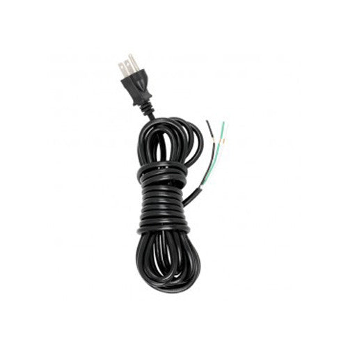Satco 90-2243, 15 Foot 18/3 SVT 105°C Heavy Duty Cord Set, 3 Prong Molded Plug, Stripped And Slit, 1/4" Diameter, Black Finish