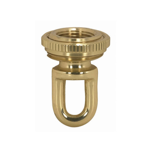 Satco 90-2297, 3/8 IP Cast Brass Screw Collar Loop With Ring, Fits 1" Canopy Hole, 1-1/8" Ring Diameter, 1-3/4" Height, Polished And Lacquered