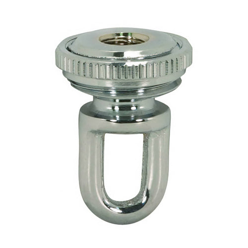 Satco 90-2301, 1/8 IP Cast Brass Screw Collar Loop With Ring, Fits 1" Canopy Hole, 1-1/8" Ring Diameter, 1-3/4" Height, Polished Chrome Finish