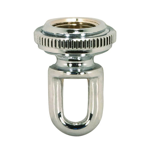 Satco 90-2302, 3/8 IP Cast Brass Screw Collar Loop With Ring, Fits 1" Canopy Hole, 1-1/8" Ring Diameter, 1-3/4" Height, Polished Chrome Finish