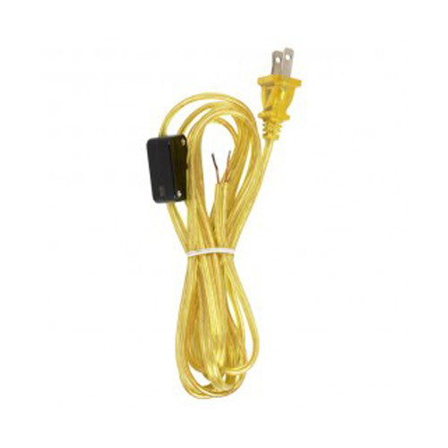 Satco 90-2309, 8 Foot 18/2 SPT-2 105°C Cord Set, Hi-Low Switch, Switch 29" From Free End, 36" Hank,  Clear Gold Finish