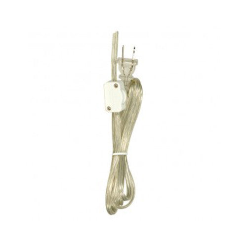 Satco 90-2310, 8 Foot 18/2 SPT-2 105°C Cord Set, Hi-Low Switch, Switch 29" From Free End, 36" Hank,  Clear Silver Finish