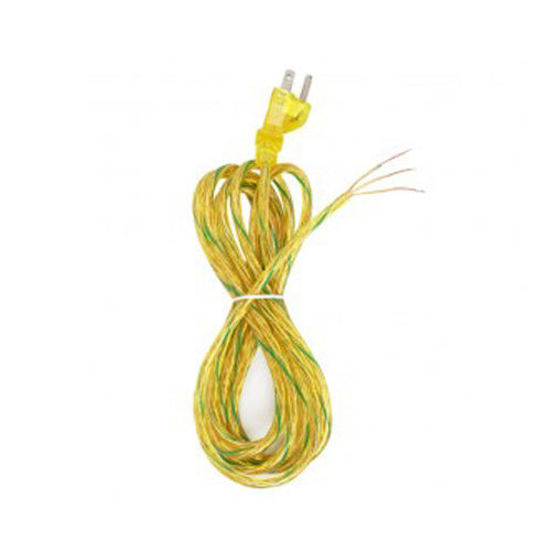 Satco 90-2313, 10 Foot 18/3 SVT 105°C Heavy Duty Cord Set, 3 Prong Molded Plug, Stripped And Slit, Clear Gold Finish