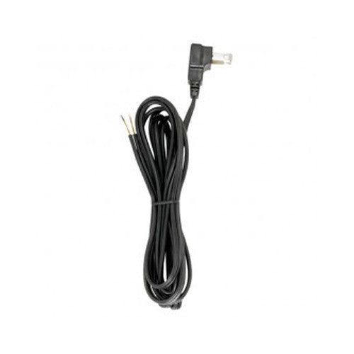 Satco 90-2321, 8 Foot 18/2 SPT-2 105°C Flat Plug Cord Set, Molded Plug, Tinned Tips 3/4" Strip With 2" Slit, 36" Hank, Black Finish