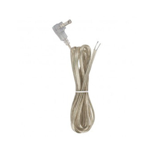 Satco 90-2322, 8 Foot 18/2 SPT-2-105°C Flat Plug Cord Set, Molded Plug, Tinned Tips, 3/4'' Strip with 2'' Slit, 36'' Hank, Clear Silver Finish