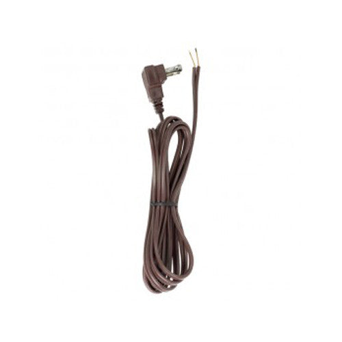 Satco 90-2324, 8 Foot 18/2 SPT-2 105°C Flat Plug Cord Set, Molded Plug, Tinned Tips 3/4" Strip With 2" Slit, 36" Hank, Brown Finish