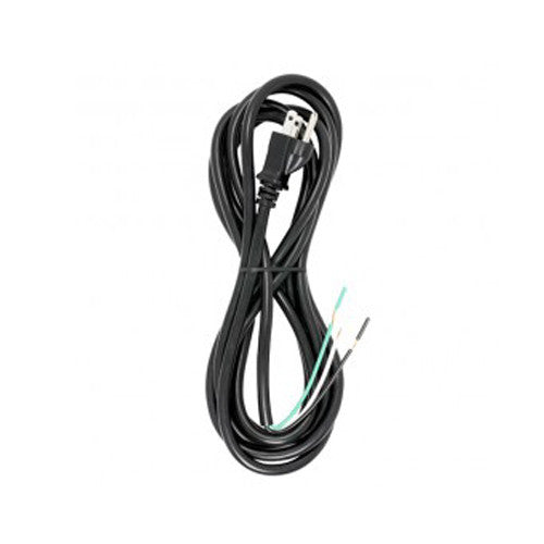 Satco 90-2325, 10 Foot 18/3 SJT 105°C Heavy Duty Cord Set, 3 Prong Molded Plug, Stripped And Slit, Black Finish