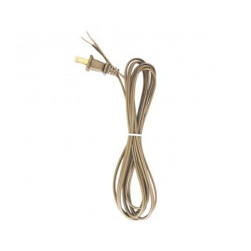 Satco 90-2392, 8 Foot 18/2 SPT-1-105°C All Cord Sets, Molded Plug, Tinned Tips 3/in. Strip with in. Slit,  36in.Hank, Metallic Gold Finish
