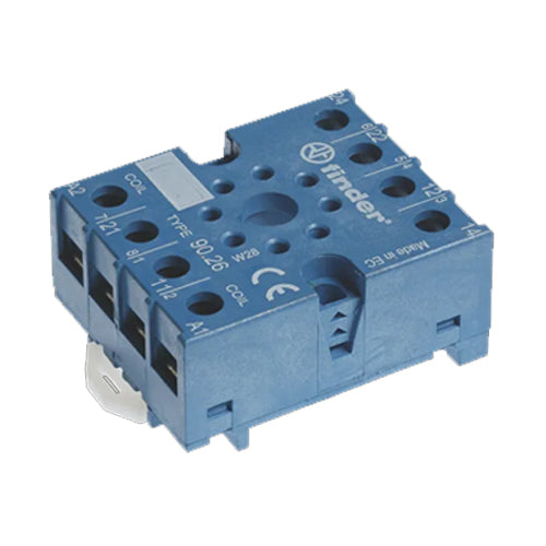 Finder 90.26SMA,DIN -Rail/Panel Mount Screw Terminal Plate Clamp Socket For 60.12 Relay Blue