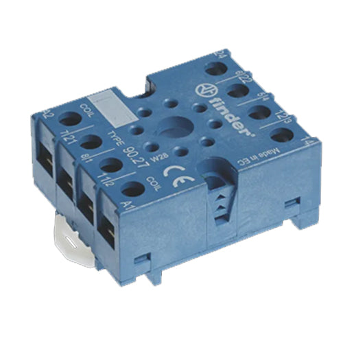 Finder 90.27SMA,DIN -Rail/Panel Mount Screw Terminal Plate Clamp Socket For 60.13 Relay Blue