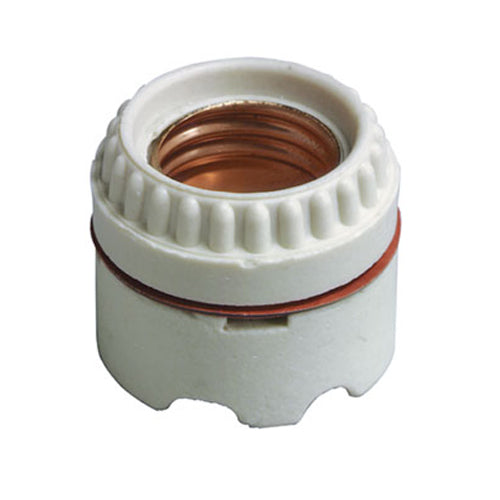 Leviton 9350, Unglazed Porcelain Lampholder, Medium Base, Two-Piece, Keyless, Incandescent, Ring-Type, Single Circuit, Back Wired, White