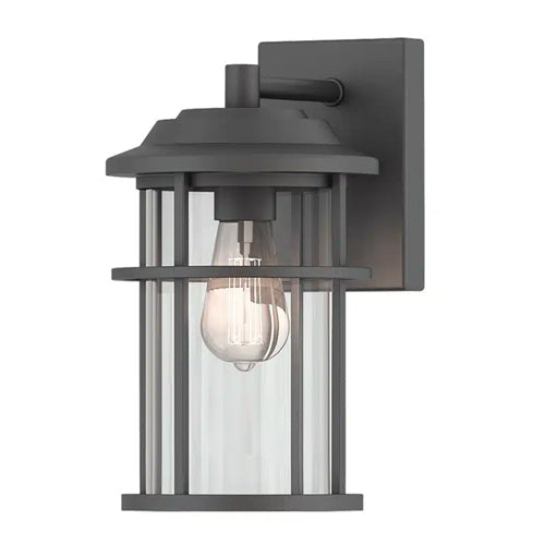 Votatec 14641, LED Wall Light, Meduim, SOL Collection, 60W, 1xE26, Black, Clear Glass, Steel, Down Install
