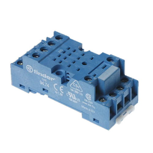 Finder 94.74SMA,DIN -Rail/Panel Mount Screw Terminal (Plate Clamp) Socket For 55.34 Relay (Blue)