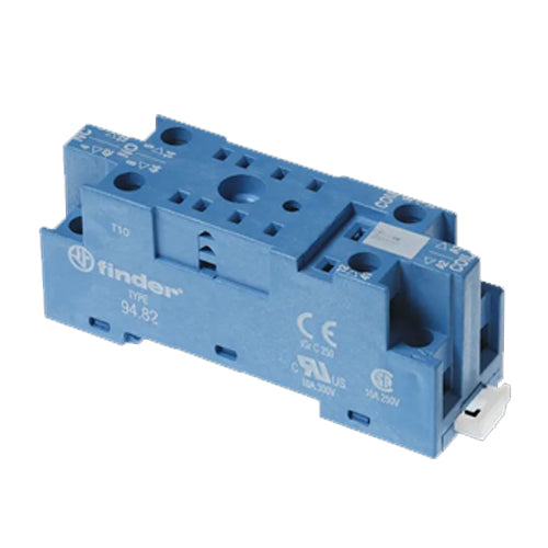 Finder 94.82SMA, DIN -Rail/Panel Mount Screw Terminal Plate Clamp Socket For 55.32 Relay Blue