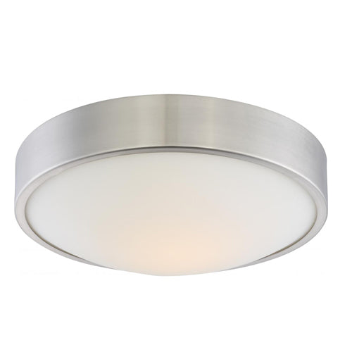 Satco  62-775, 13'' LED Flush with White Glass, Perk, 18W, 3000K Warm White, 1430 Lumens, Brushed Nickel