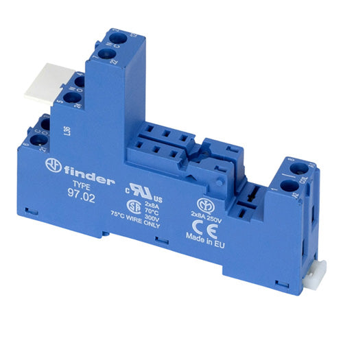 Finder 97.02SPA, Din -Rail/Panel Mount Screw Terminal (Box Clamp) Socket For 46.52 Relay (Blue)