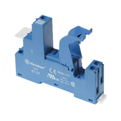 Finder 97.01SPA, Din -Rail/Panel Mount Screw Terminal (Box Clamp) Socket For 46.61 Relay (Blue)