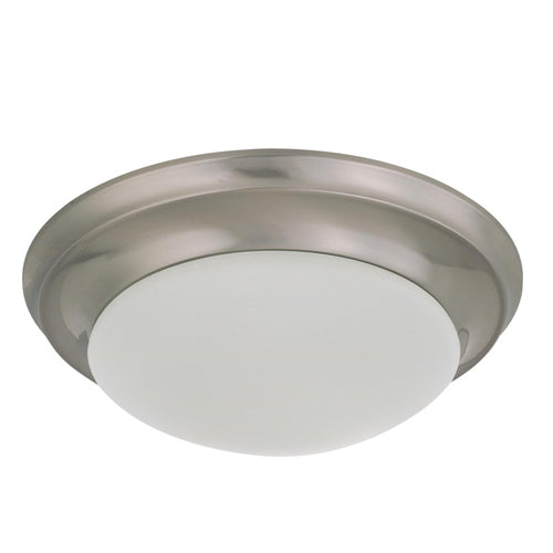 Satco 62-786, 12'' LED Flush with Frosted Glass, 120-277V, 18W, 3000K Warm White, 1080 Lumens, Brushed Nickel