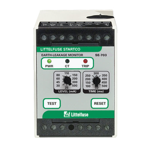 Littelfuse SE-703-0D-02, SE-703 Series, Earth-Leakage Monitor, 12/24VDC, Fail-safe / Non Fail-safe