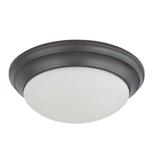 Satco 62-789, 14'' LED Flush with Frosted Glass, 120-277V, 24W, 3000K Warm White, 1440 Lumens, Mahogany Bronze