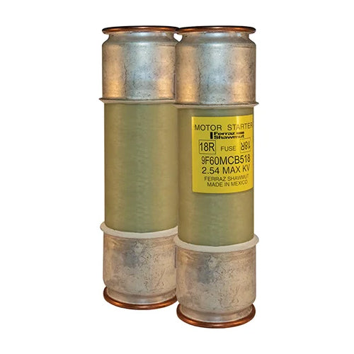 Mersen 9F60MCB518, Back-Up R-Rated Medium Voltage Fuse, Ferrule Mount, Motor Protection, 2400VAC, 18R, 2 Barrels, Indicating