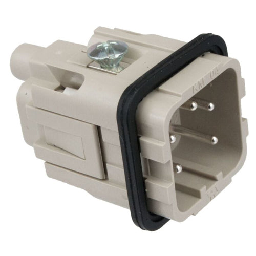 Techspan A04PS, Multipole Connector, Screw Terminal Connection, Male Insert, 4 Poles+Ground, 600V/10A, A Size Enclosure, Straight Mounting