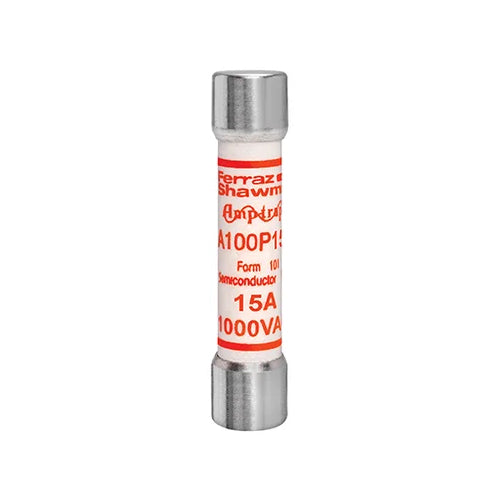 Mersen A100P15-1, Round Body High-Speed Fuse, 1000VAC, 15A, Ferrule