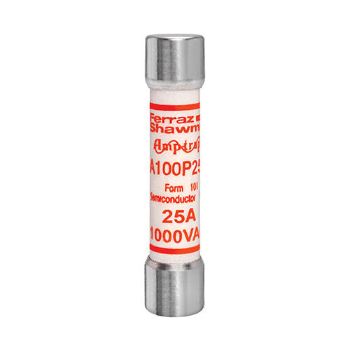 Mersen A100P25-1, Round Body High-Speed Fuse, 1000VAC, 25A, Ferrule